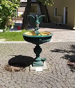 Внешний вид фонтана в виде василиска, июнь 2024 года