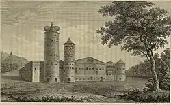 Хоромы Строгановых. Гравюра И. Ческого, 1842