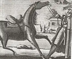 Александр Васильевич Чичерин (1793-1813) со своей лошадью Арапкой. 30 ноября 1812 г.