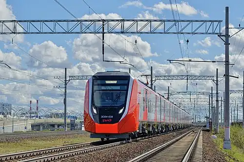 ЭС104-038 «Финист» на перегоне Лигово - Броневая, 2025 год