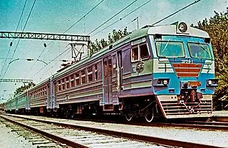 Электропоезд ЭР29-1 на станции Тракай (Литовская ССР) во время обкатки