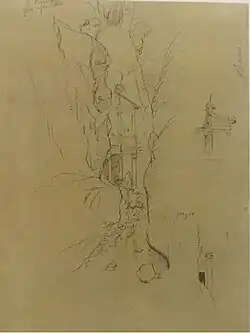 Эскиз Эль-Хазне. 1868 г.  Бумага, графит. 37,8х27,6 см.  Национальный Музей Дизайна Купера-Хэвита, Нью-Йорк