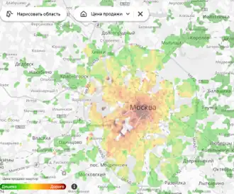 Тепловая карта стоимости жилья в Москве, ноябрь 2018