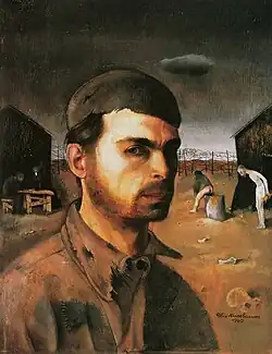 Автопортрет в лагере, 1940[фр.]&nbsp;(фр.)Фанера, маслоDie Neue Galerie, Нью-Йорк