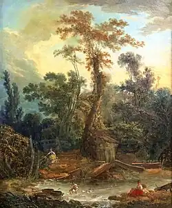 Деревенский пейзаж с детьми, играющими в пруду с утками. 1754. Холст, масло. Музей изящных искусств, Ажен