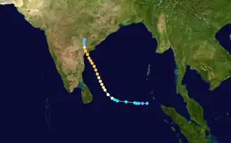 Путь циклона в Андхра-Прадеш