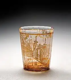 Стакан с росписью золотом. Ок. 1730 г. Художественно-промышленный музей, Прага