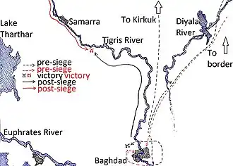 Карта осады Багдада персидской армией