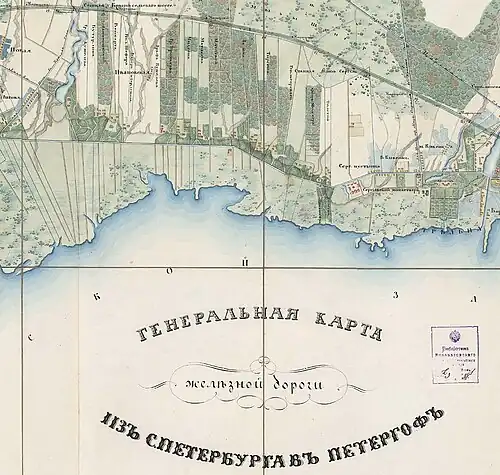 Владения гр. Протасова на генеральной карте железной дороги 1855&nbsp;года. Демидовская усадьба и парк находятся в северной части его владений. Чуть западнее также видны владения Чидсона, чья территория сегодня является частью парка.
