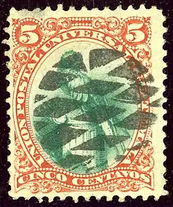 5 сентаво&nbsp;(Mi #23; Yt #24), погашенная чёрным немым почтовым штемпелем