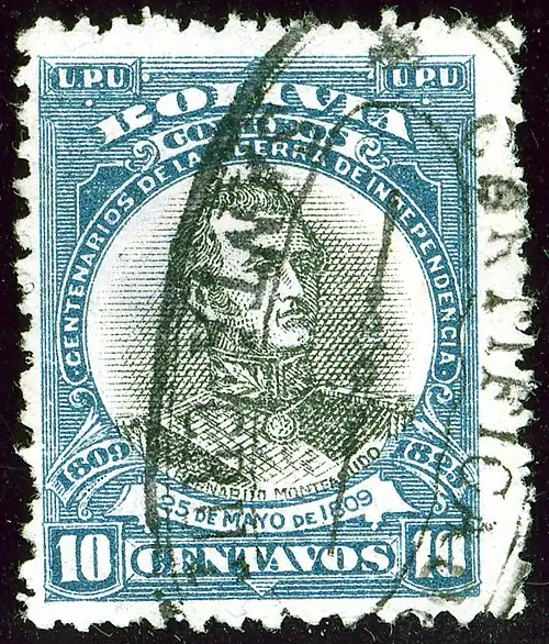 10 сентаво: портрет Б. де Монтеагудо[фр.]&nbsp;(Mi&nbsp;#80)
