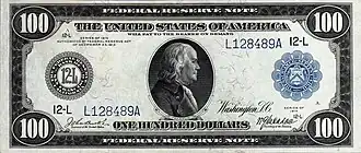 Сто долларов серии 1914 года (Франклин в профиль)