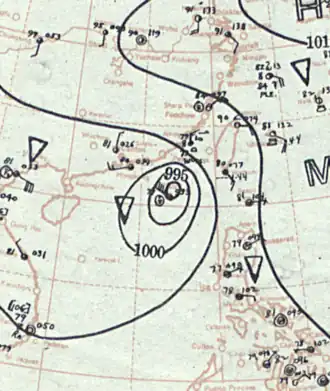 Гонконгский тайфун 1937 года на карте