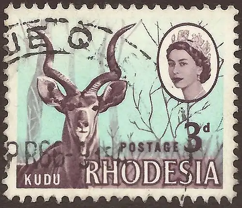 1966: марка того же дизайна[en], но с надписью «Rhodesia»&nbsp;— названием непризнанного независимого государства&nbsp;(Mi #26; Yt #132; SG #376)