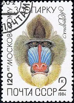 Мандрил на почтовой марке СССР