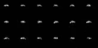 Коллаж радарных изображений астероида 2010 AL30, полученных обсерваторией Голдстоун