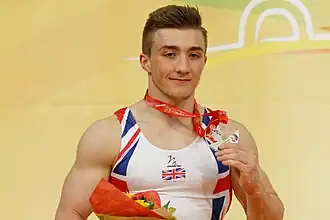 Награждение Сэма Олдема на чемпионате Европы по спортивной гимнастике