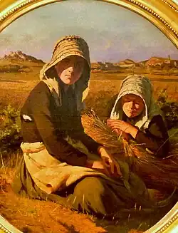 Крестьянские девочки-бретонки в Иль-де-Бреа во время жатвы