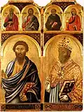 Св. Варфоломей и св. Николай; в верхнем ряду святые Иоанн Богослов, Иаков, Иоанн Лествичник и Мария Магдалина. ок. 1336, Пинакотека, Сиена.