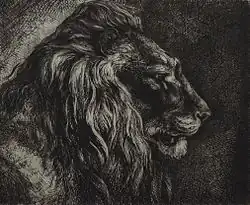 Профиль льва. 1874. Офорт. Замок Немур, Франция