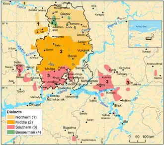 Распространение удмуртских диалектов в начале XXI века