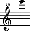{ \new Staff \with { \remove "Time_signature_engraver"} {\clef "treble^15" e'''''4}}