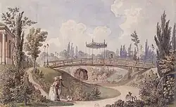 Сады Бомарше. 1790. Бумага, акварель, тушь, перо, кисть. Национальная библиотека Франции, Париж