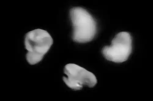 Четыре изображения Гидры, полученные камерой LORRI