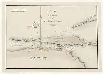 Карта острова Нью-Провиденс с Нассау и островом Хог.