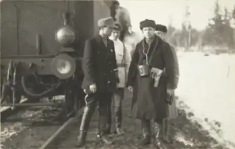 Командующий финской белой армией в Рауту Аарне Сихво[англ.] на станции, 1918 год