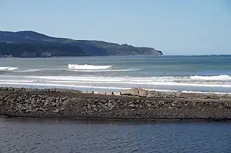 Вид на залив Абасири со стороны устья одноимённой реки осенью 2011 года.