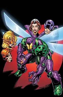 Абнер Дженкинс в костюме Жука в комиксе Thunderbolts #35 (февраль 2000)Художник — Марк Багли.