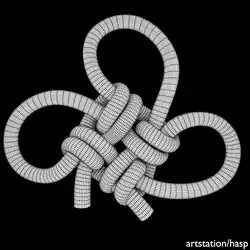 Модный узел с 3-мя краевыми петлями и двойной 4-хпрядной репкой в центре.