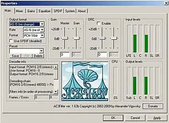 Скриншот программы AC3filter