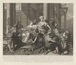 Ахилл, обнаруженный среди дочерей Ликомеда. 1713. Офорт