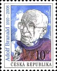 Почтовая марка Чехии 1980 года с изображением Адольфа Бранальда — писателя и актёра