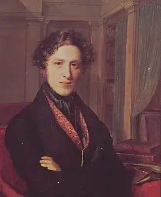 Портрет 1824 года, написанный Фирменом Массо (Пикте в своей библиотеке).