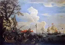 Средиземноморский порт с турецкими торговцами. 1682. Холст, масло. Частное собрание