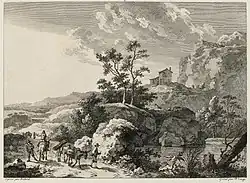 Итальянский пейзаж. По картине Х. В. Э. Дитриха. Офорт