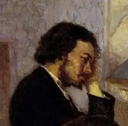 Портрет А. Ф. Афанасьева (фрагмент картины К. К. Костанди «У больного товарища»), 1884, ГТГ