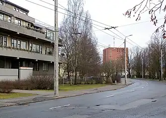 Вид от перекрёстка с ул.&nbsp;Буртниеку