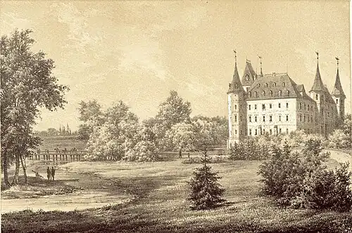 Замок на литографии Наполеона Орды, 1880