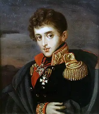 Копия с оригинала А. Г. Варнека, Бородинская панорама. Тучков изображён в старом мундире образца 1808 года.