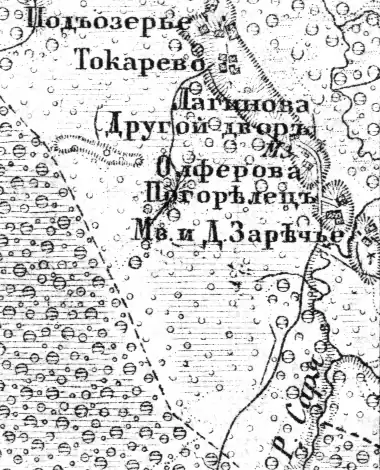 Деревня Погорелец на карте 1872 года