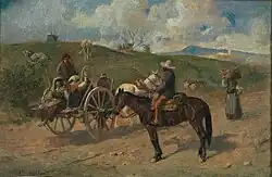 Современная художнику Южная Европа (Италия?). Разговор на просёлочной дороге.