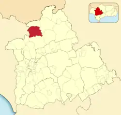 Расположение муниципалитета Альмаден-де-ла-Плата на карте провинции