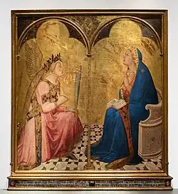 Благовещение. 1344. Дерево, темпера, золочение. Пинакотека, Сиена