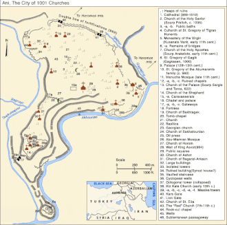 Карта-схема архитектурных памятников Ани