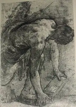 Подготовительный рисунок к фреске "Истории основания Рима" в Палаццо Маньяни, Болонья. 1590. Картон, уголь. Уффици, Флоренция