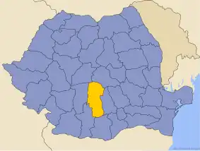 Карта Румынии с выделенным жудецем Аргеш